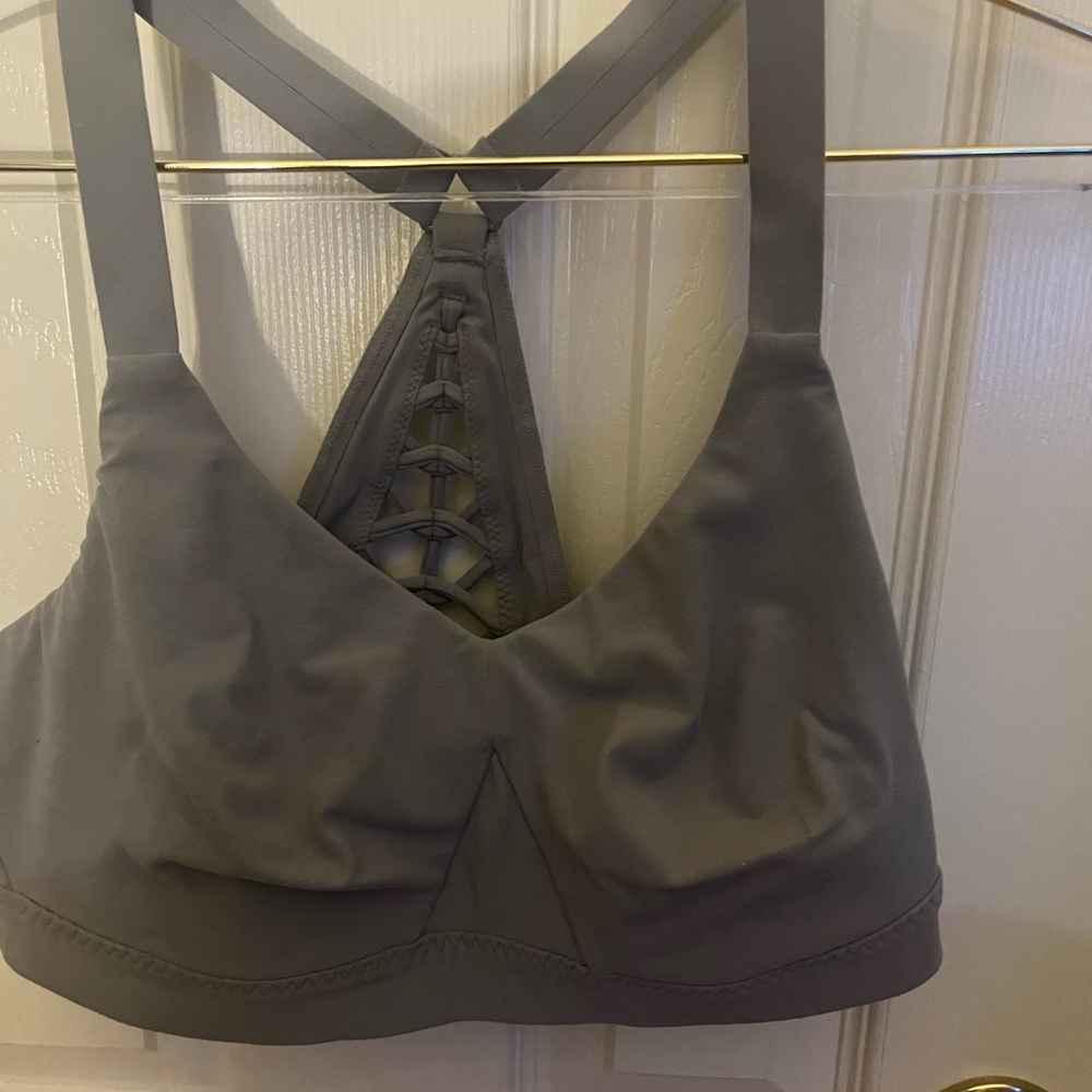 Athleta Gray Sports Bra with Lattice Back